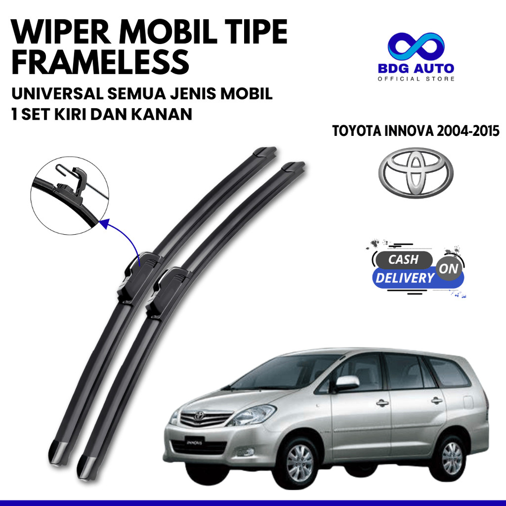 Jual Wiper Mobil Frameless Innova 2004 - 2015 Premium Satu Pasang Kiri ...