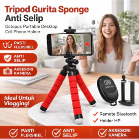 Octopus Portable Desktop Cell Phone Holder Tripod Gurita Spons Tripod HP Gurita Serbaguna