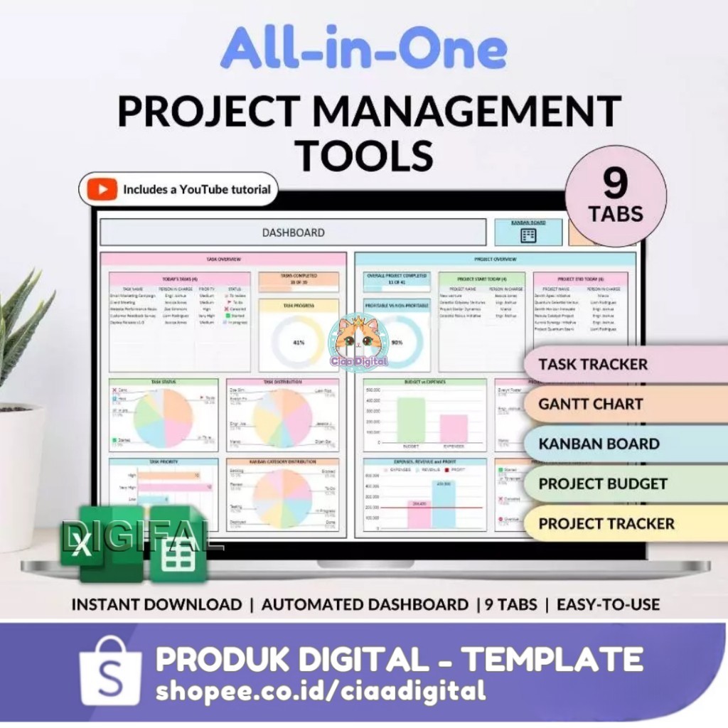 Jual Project Management Tool for Small Business Project Planner Task ...