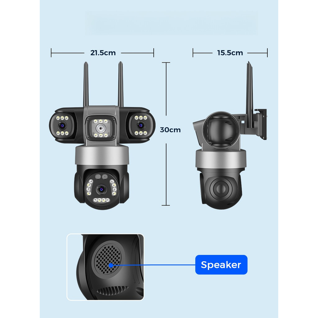Jual 12MP Outdoors Wifi Camera 6K HD Triple Lens Triple Screens PTZ IP ...