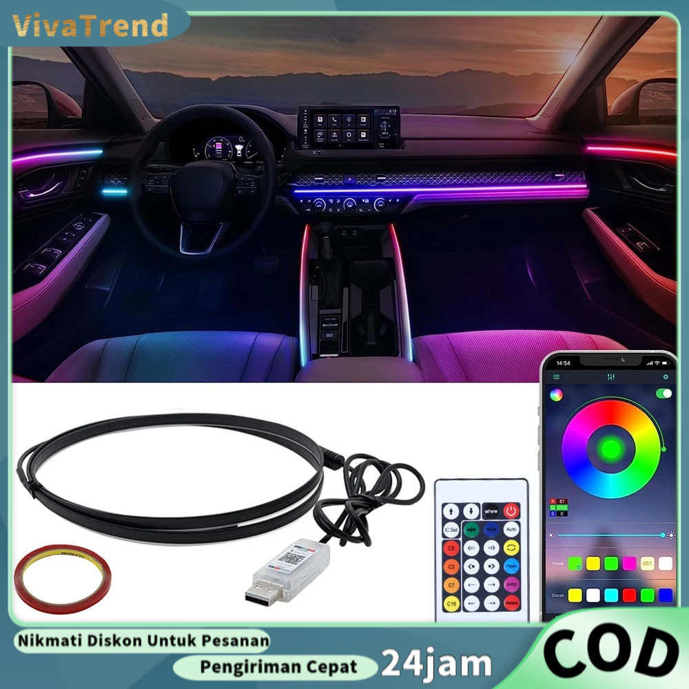 Jual Lampu Variasi Kolong Mobil LED Strip Flexible RGB Light 48 LED USB ...