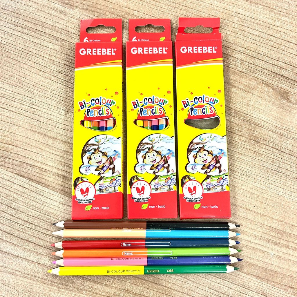 Jual Pensil Warna Greebel 12 Warna ( Set ) Original Bi Colour 7206 ...