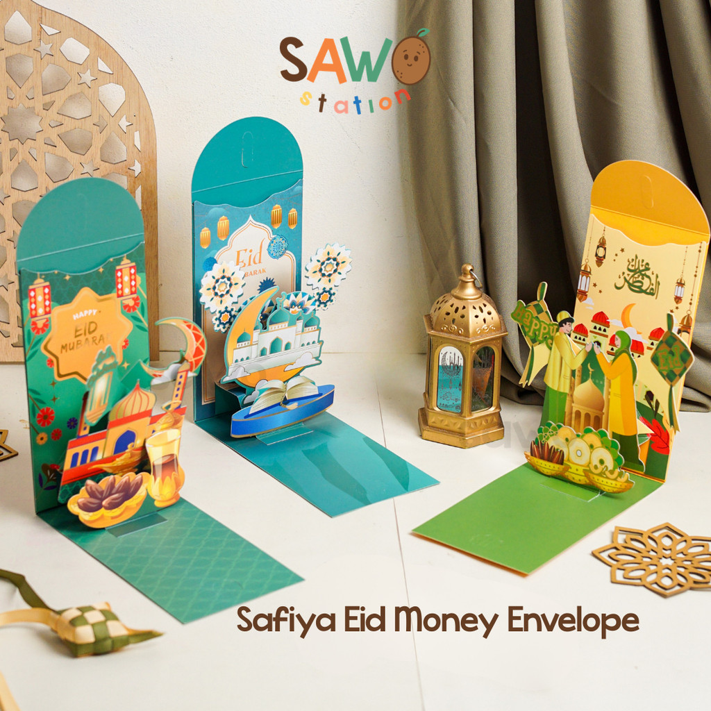 Safiya Amplop Lebaran Pop Up 3D Islami Premium – Amplop Uang THR Idul Fitri Anak Dewasa Kado Ramadan Souvenir Exclusive Gift Envelope