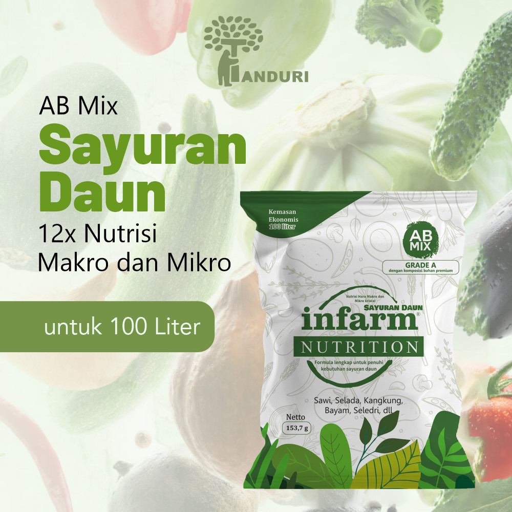 TANDURI - INFARM Nutrisi AB Mix Sayuran Daun Untuk 100 Liter, Pupuk Konvensional Tanah & Hidroponik