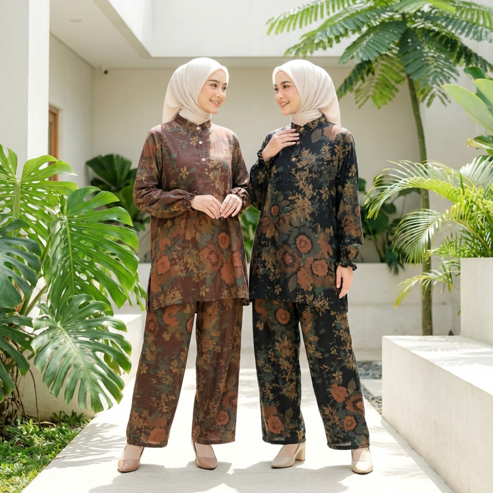 Tampil Modis dengan Setelan 2 Potong Motif Bunga Vintage Original By FADFAD.ID