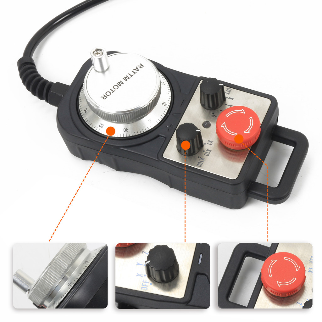 Jual Universal CNC 4 Axis MPG Pent HandWheel 100 Pulse 5V & Emergency ...