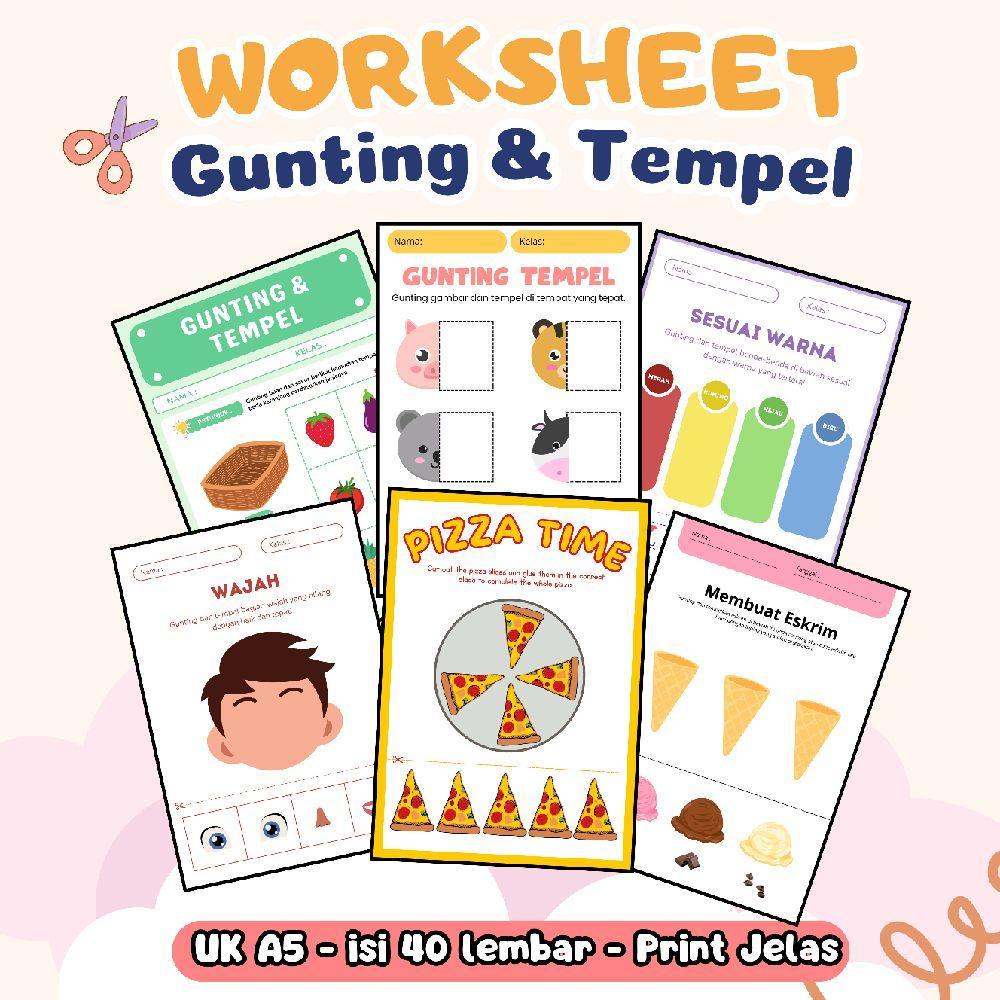 Jual Worksheet Gunting & Tempel 40 Lembar Kertas A5 Tebal 80 gsm ...
