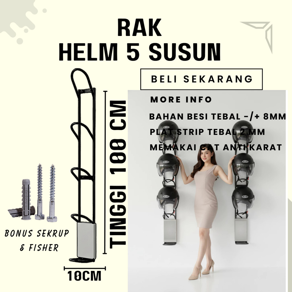Jual RAK HELM GANTUNG BESI 5 SUSUN /RAK GANTUNGAN HELM KOKOH KUAT ...