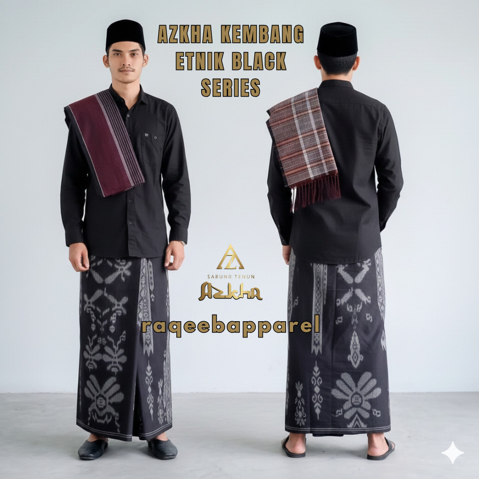 Jual Sarung Azkha Kembang Etnik Black Series Tenun Dewasa Motif Kembang ...