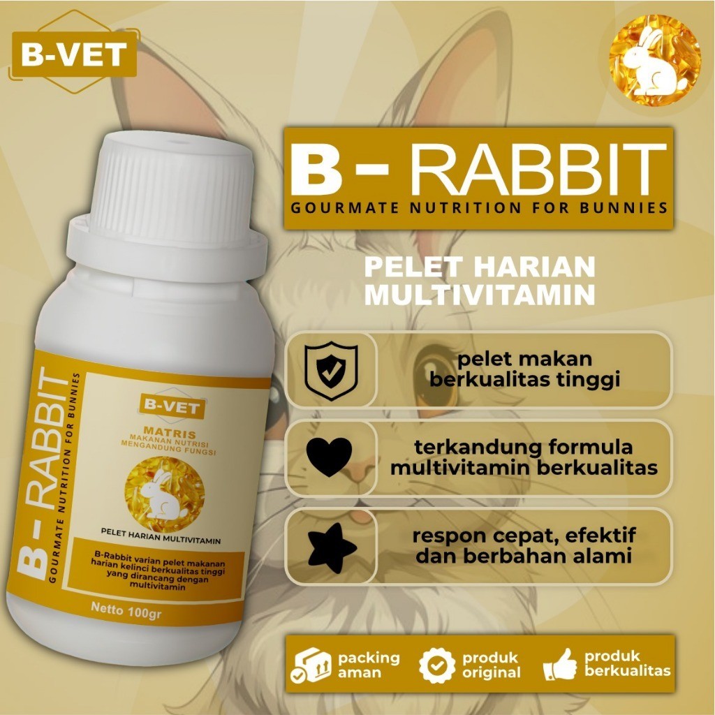 Jual B-RABBIT - PELET HARIAN MULTIVITAMIN UNTUK KELINCI, SEHAT LINCAH ...