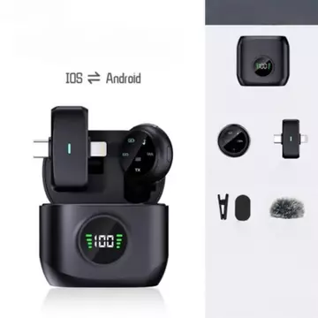 POWRISE A37 Wireless Microphone 2 In 1 Clip On Mic Magnetik Dual Lavalier Mic HP Plug Play
