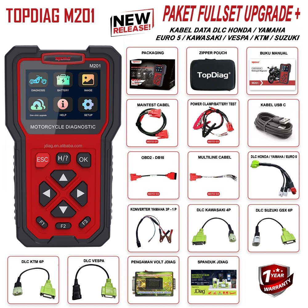 Jual NEW RELEASE 2026 JDIAG TOPDiag M201 Motor Scanner ORIGINAL ...