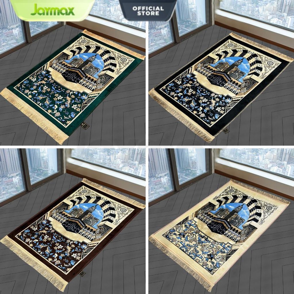 Sajadah Turki Kiswah Premium Halus Lembut Sajadah Busa Empuk Anti Slip 70x110 Rumbai Lengkap Warna Motif Kiswah
