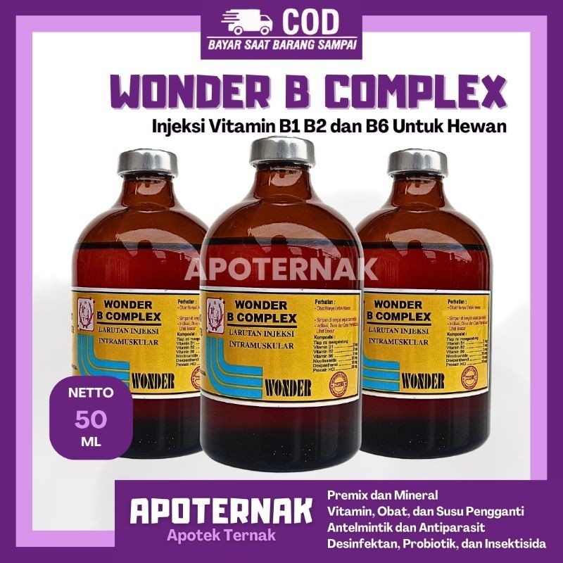 Jual WONDER B COMPLEX 50 ml | Vitamin B Kompleks Injeksi Hewan ...
