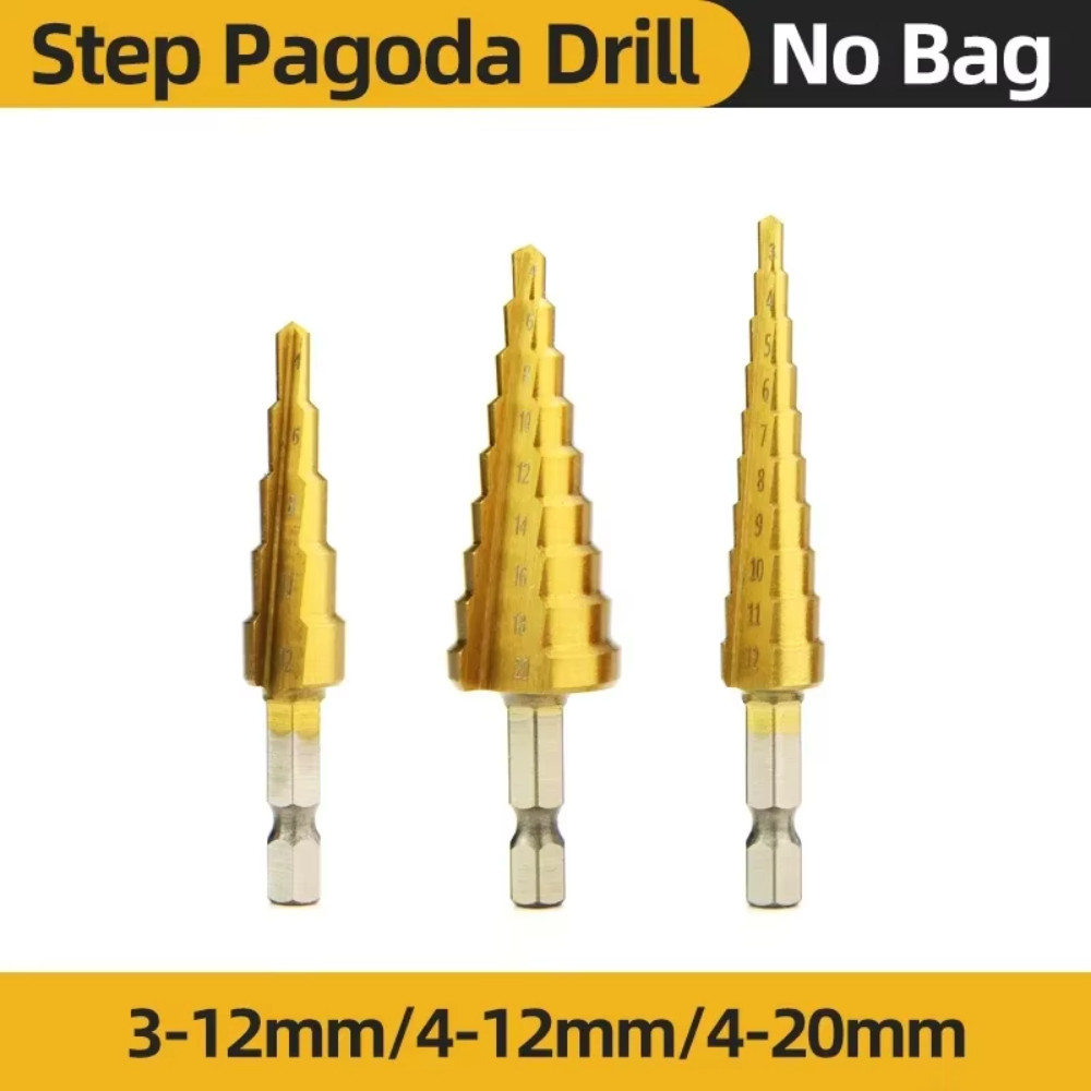 Jual HSS Titanium Step Drill Bit Conical Stage Drill For Metal Wood ...