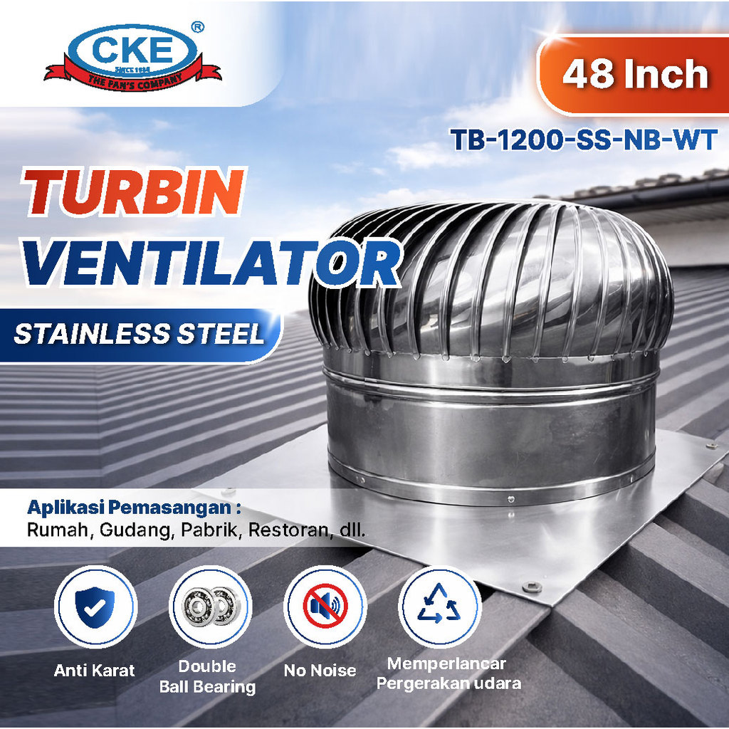 Jual Turbin Ventilator 48 Inch Roof Turbine Fan Ventilasi Atap Rumah ...