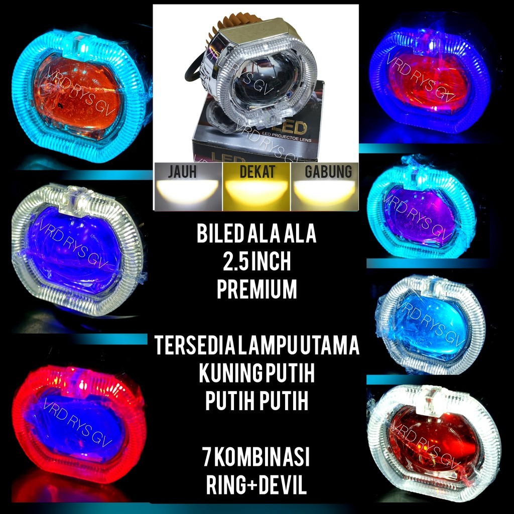 Jual LAMPU LED UTAMA MOTOR BILED CUT OFF ALA ALA 2.5 INCI INCH RING ...