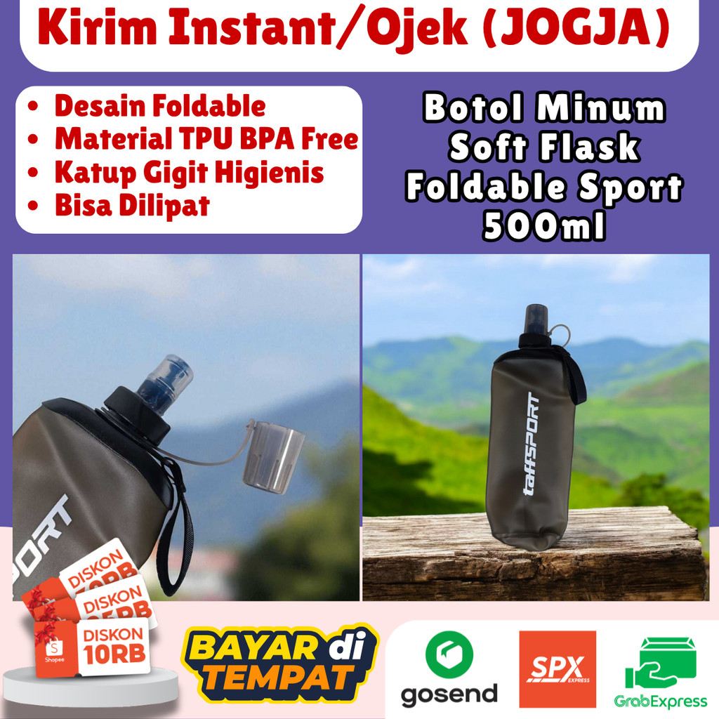 Jual Botol Minum Lipat Soft Flask 500ml Sport Running TPU BPA Free Anti ...