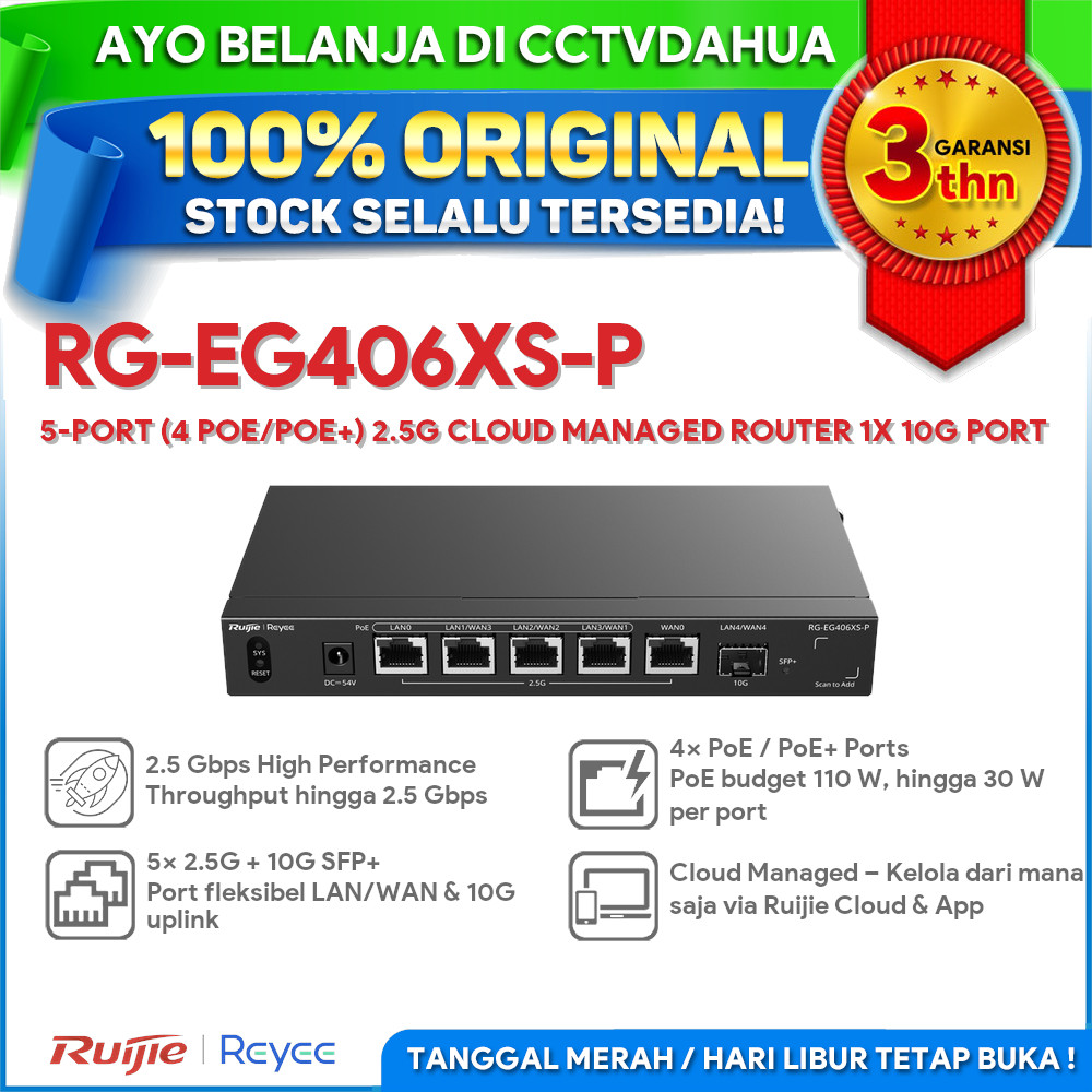 Jual RUIJIE REYEE RG-EG406XS-P 5-PORT (4 POE/POE+) 2.5G CLOUD MANAGED ...