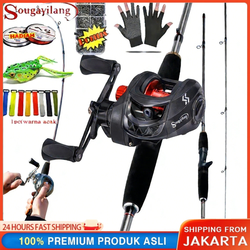 DAIWA Joran Pancing set lengkap 1.65-2.7m serat karbon joran pancing and 7.2:1 Gulungan Pancing Logam BC