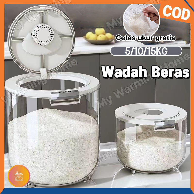 5/10/15KG Wadah Beras Kontainer beras Kotak beras transparan