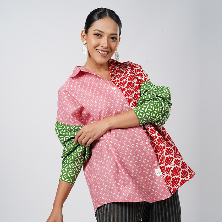 Batik ENOM - Blouse Loli - Batik Cap Bahan Katun - Blouse Batik Wanita Modern - Patchwork Series