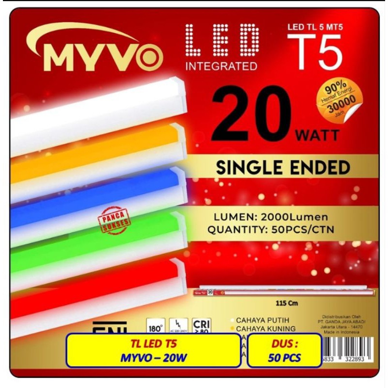 Jual LAMPU LED TL T5 Lampu LED TL T5 MYVO 20W 20 W 20 WATTS SINGLE ...