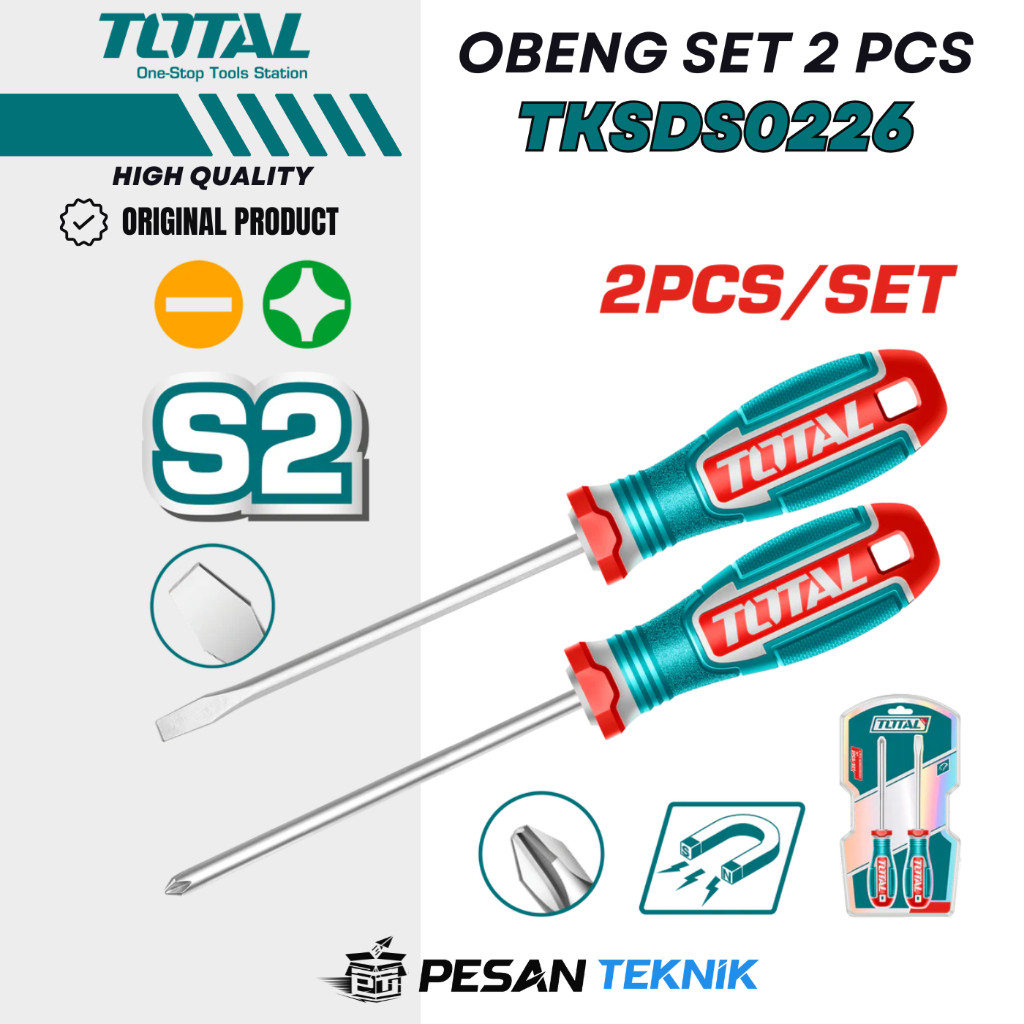 Jual Obeng Set 2 pcs PLUS MINUS Screwdriver Set TOTAL TKSDS0226 ...