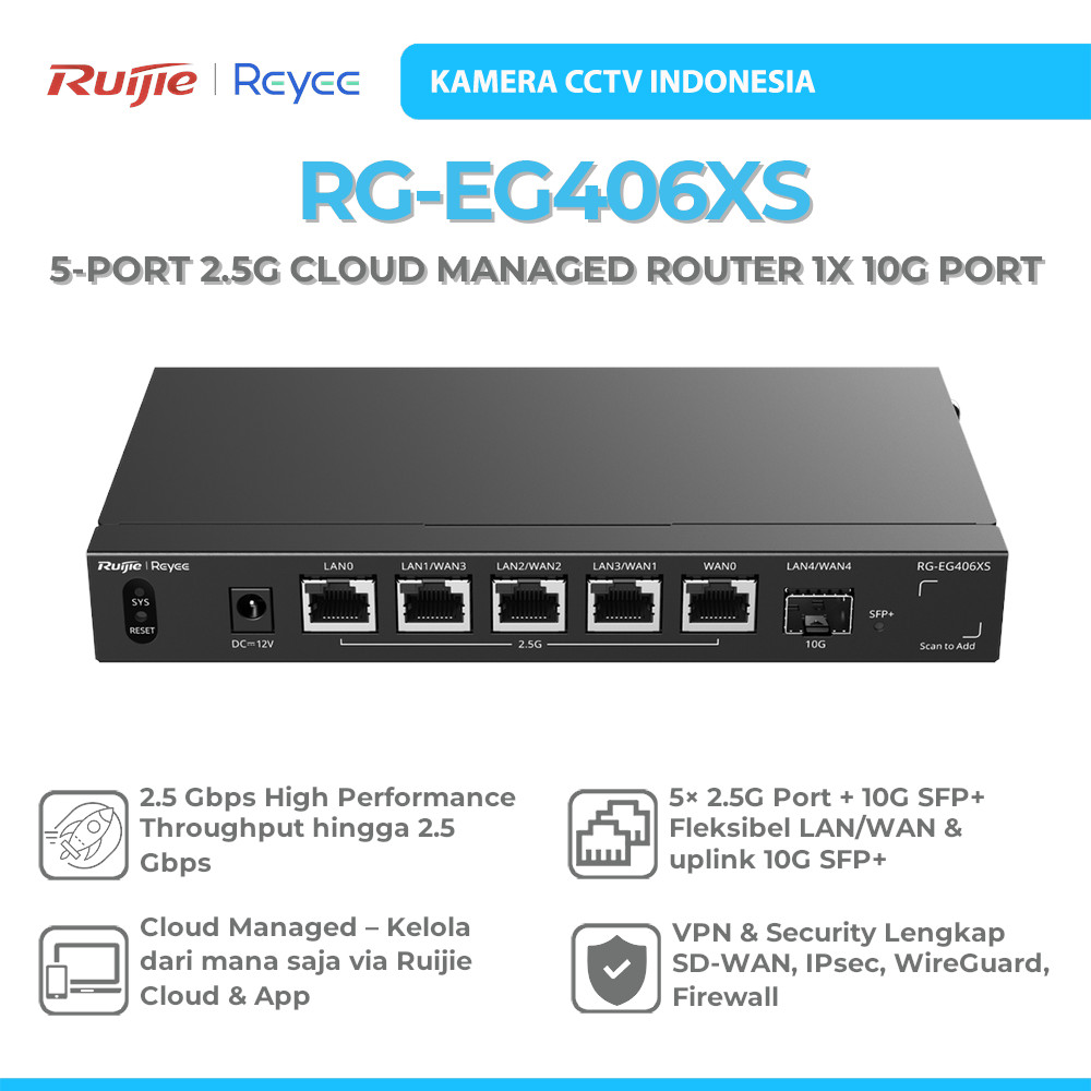 Jual RUIJIE REYEE RG-EG406XS 5-PORT 2.5G CLOUD MANAGED ROUTER, 1 X 10G ...