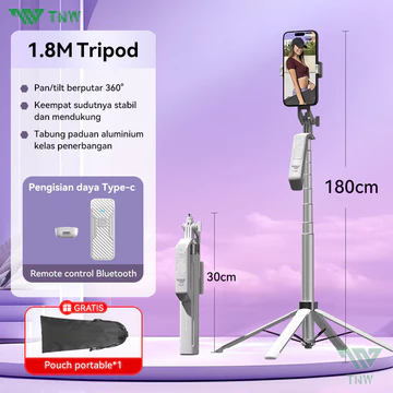 TNW LINBER S30 Tongsis Tripod Bluetooth 1.8m Selfie Stick Remote Tongsis 360 ° Rotation