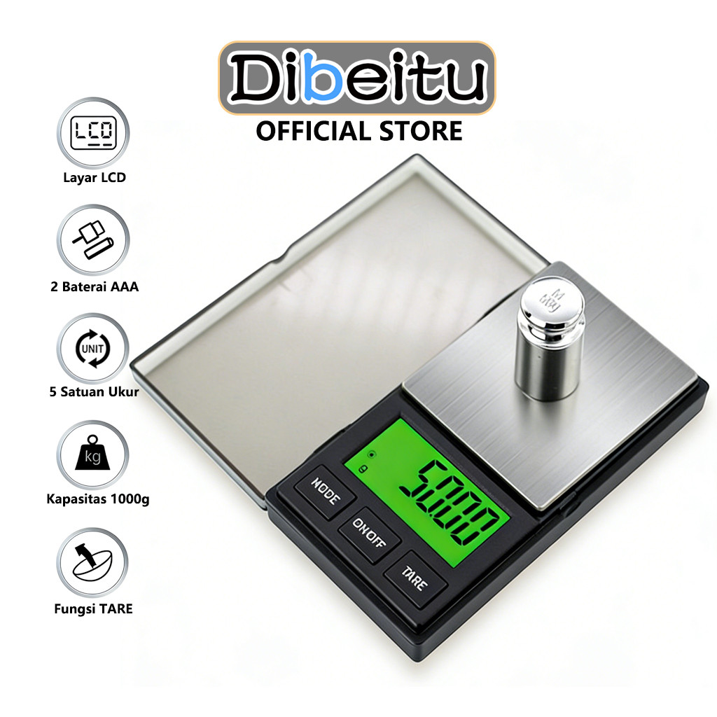 Timbangan Emas 1000GR/0.01GR Perhiasan Digital Pocket Gold Scales Kopi Obat Timbangan Mini Portabel
