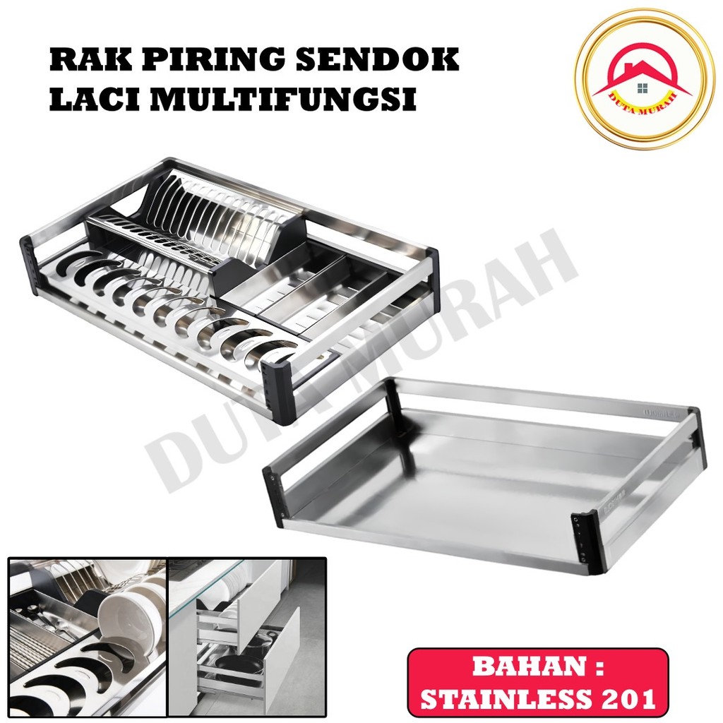 Jual Rak Piring Mangkok Sendok Dapur Tempat Sendok Sekat Laci Rak Panci ...
