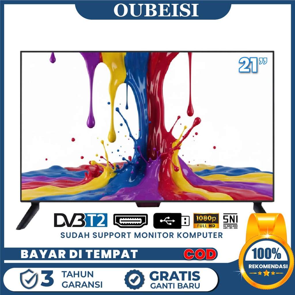 OUBEISI TV Digital 21/22 inch (Model TCLG-W21/22/24/25/27/30inch) [Garansi 3 Tahun]