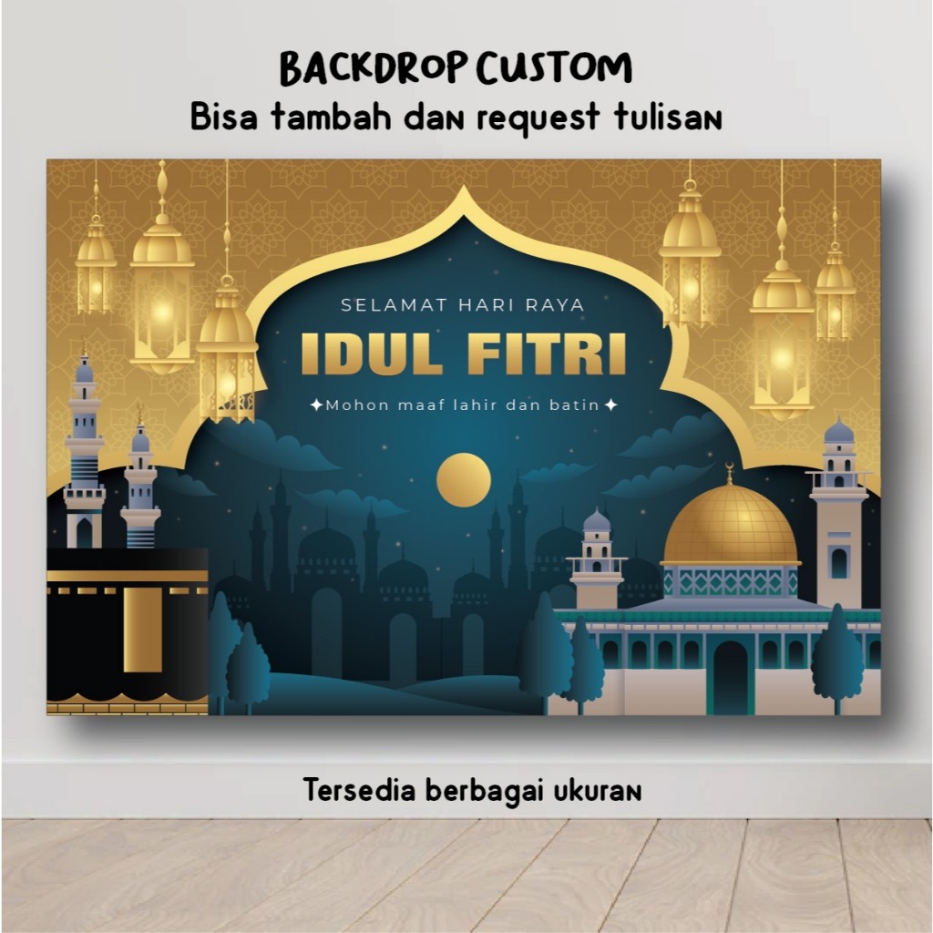 Jual BACKDROP IDUL FITRI UCAPAN LEBARAN MINAL AIDIN WAL FAIZIN CUSTOM ...