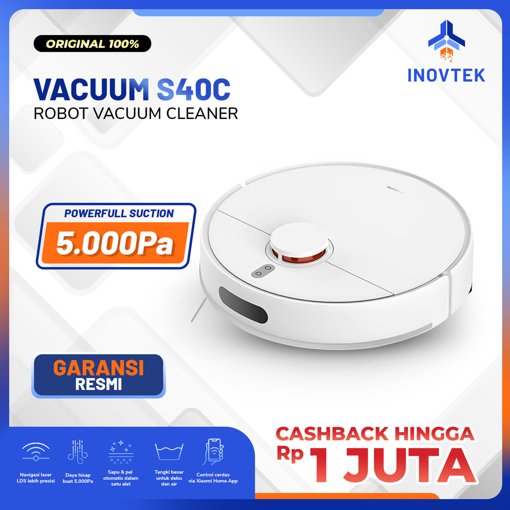 Jual Xiaomi Mi Robot Vacum Vacuum Cleaner S40C and Mop 5000Pa LDS ...