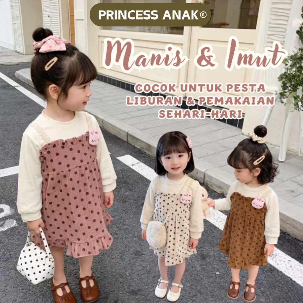 Jual PRINCESS ANAK Dress Anak Perempuan Motif Polkadot 3 Warna ...