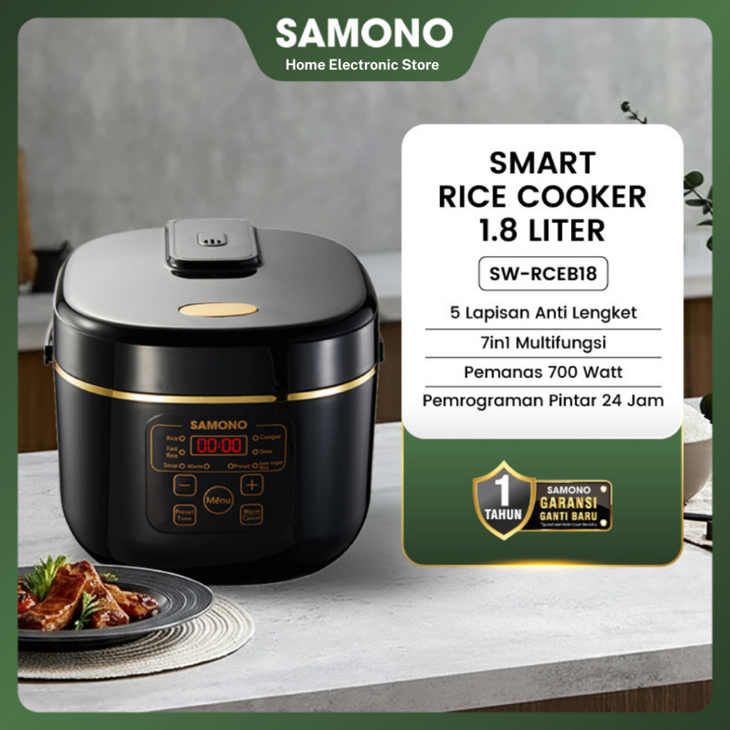 Jual SAMONO Smart Rice Cooker 1.8 Liter Low Sugar dan Low Carbo 7in1 ...