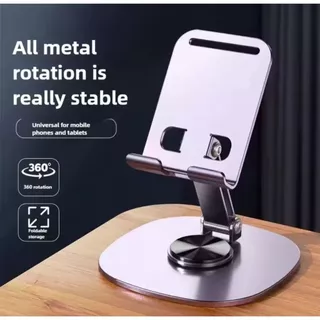 Stand Holder HP Tablet Full Metal Adjustable 360 Rotasi Lipat Stabil untuk Meja Kerja