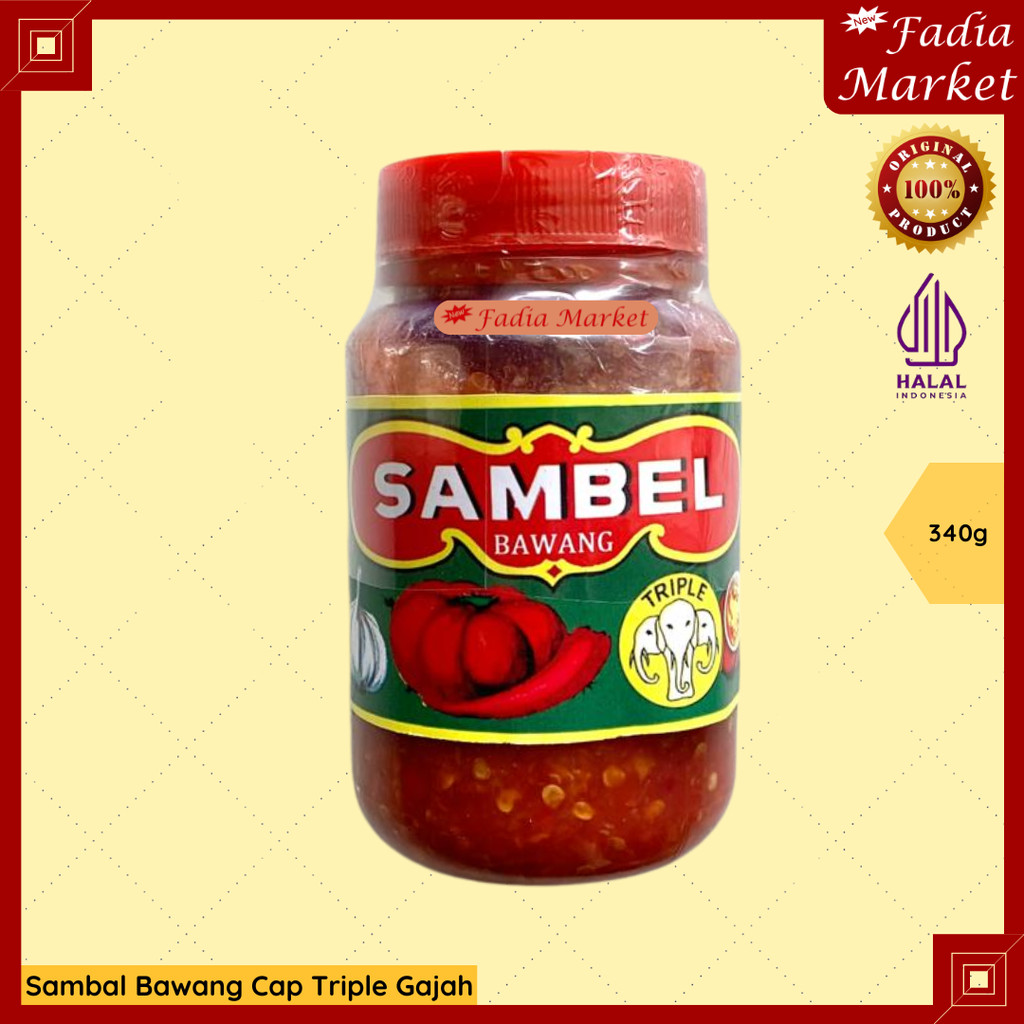 Jual Sambal Bawang Cap Triple Gajah 340g | Sambal Pedas Asli | Cocok ...