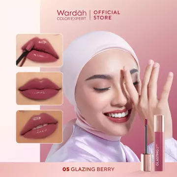 WARDAH Lip Cream Glossy Glasting Liquid Lip Hi Pigmented Glass Color Ringan Tidak Lengket