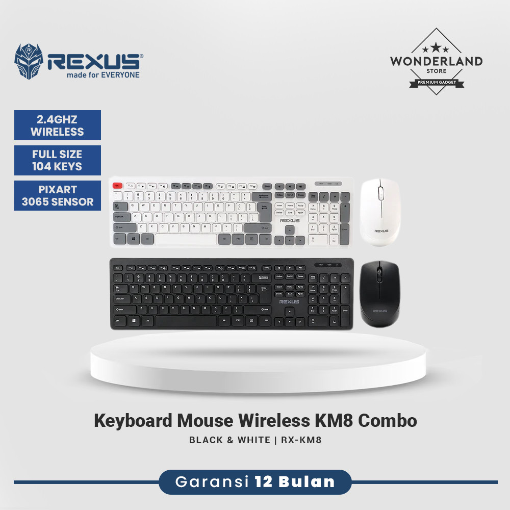 Jual Rexus KM8 Keyboard Mouse Wireless Combo Silent Click Full Size 2 ...