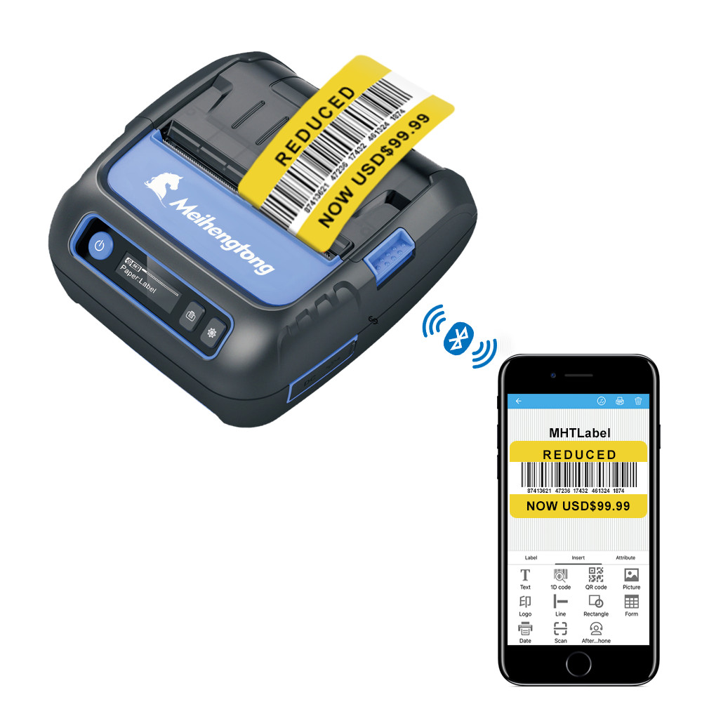 Jual Milestone 80mm Mobile PortableThermal rect Label Printer Bluetooth ...