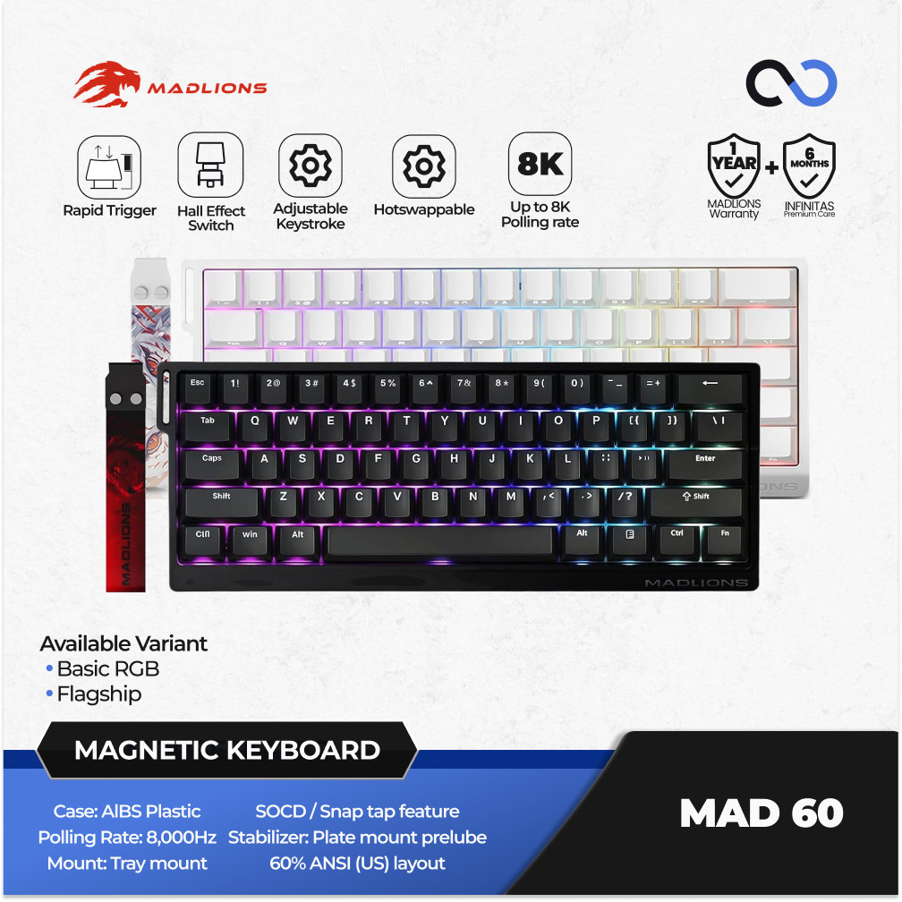 Jual MADLIONS MAD60 HE 8K Hall Effect 60% Keyboard Rapid Trigger SOCD ...