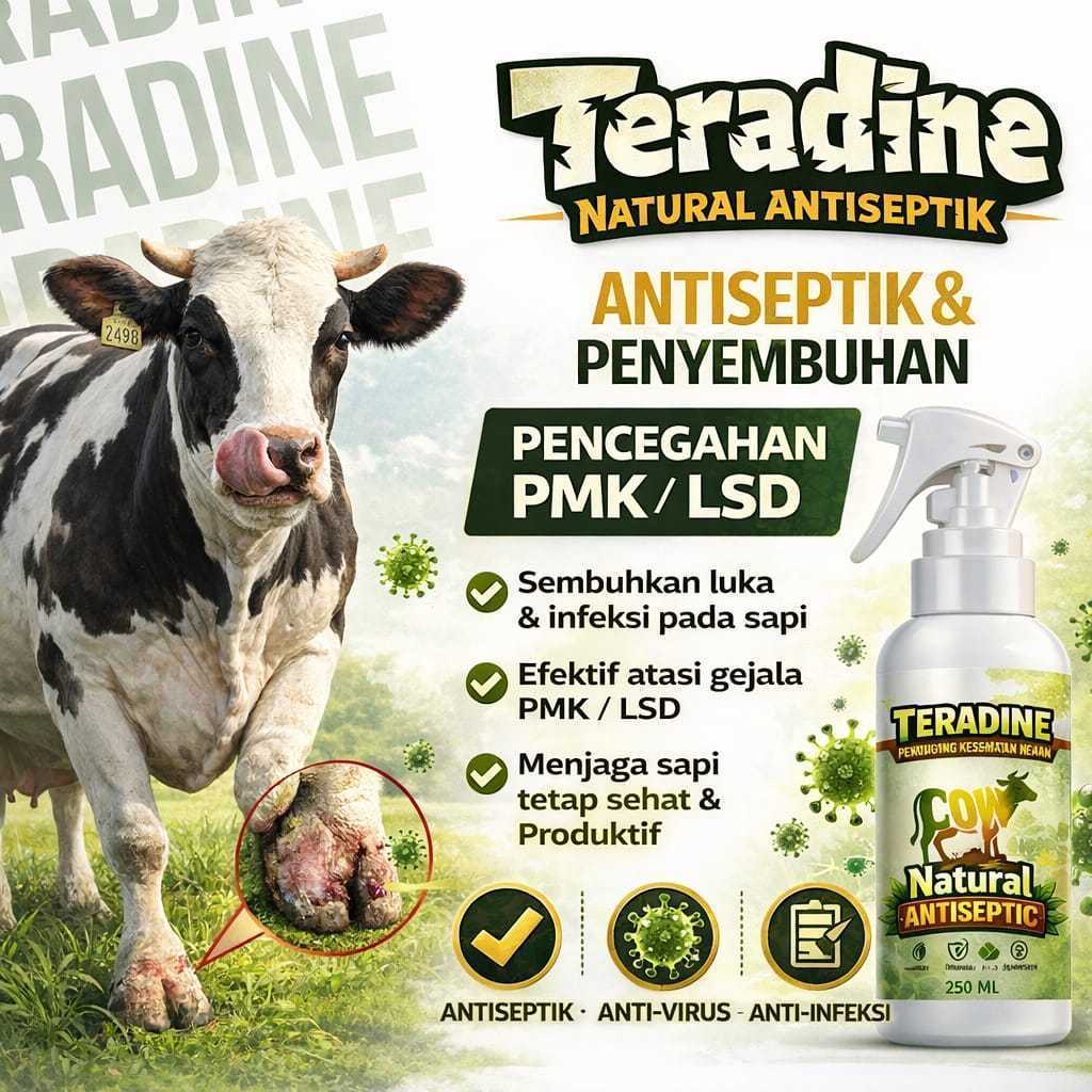 Jual TERADINE Natural Antiseptik Sapi 250ml – Spray PMK & LSD | Obat ...