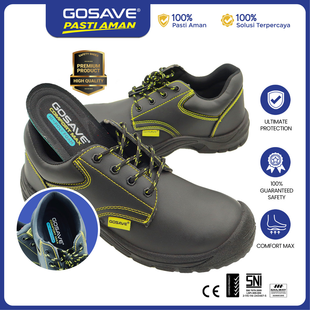 Jual GOSAVE Sepatu Kerja Safety Alpha Ujung Besi Perlengkapan K3 Sepatu ...