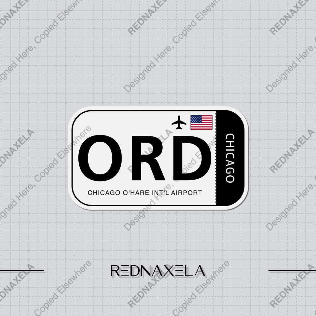 Jual Stiker Vinyl Chicago O'Hare International Airport Code ORD Sign ...