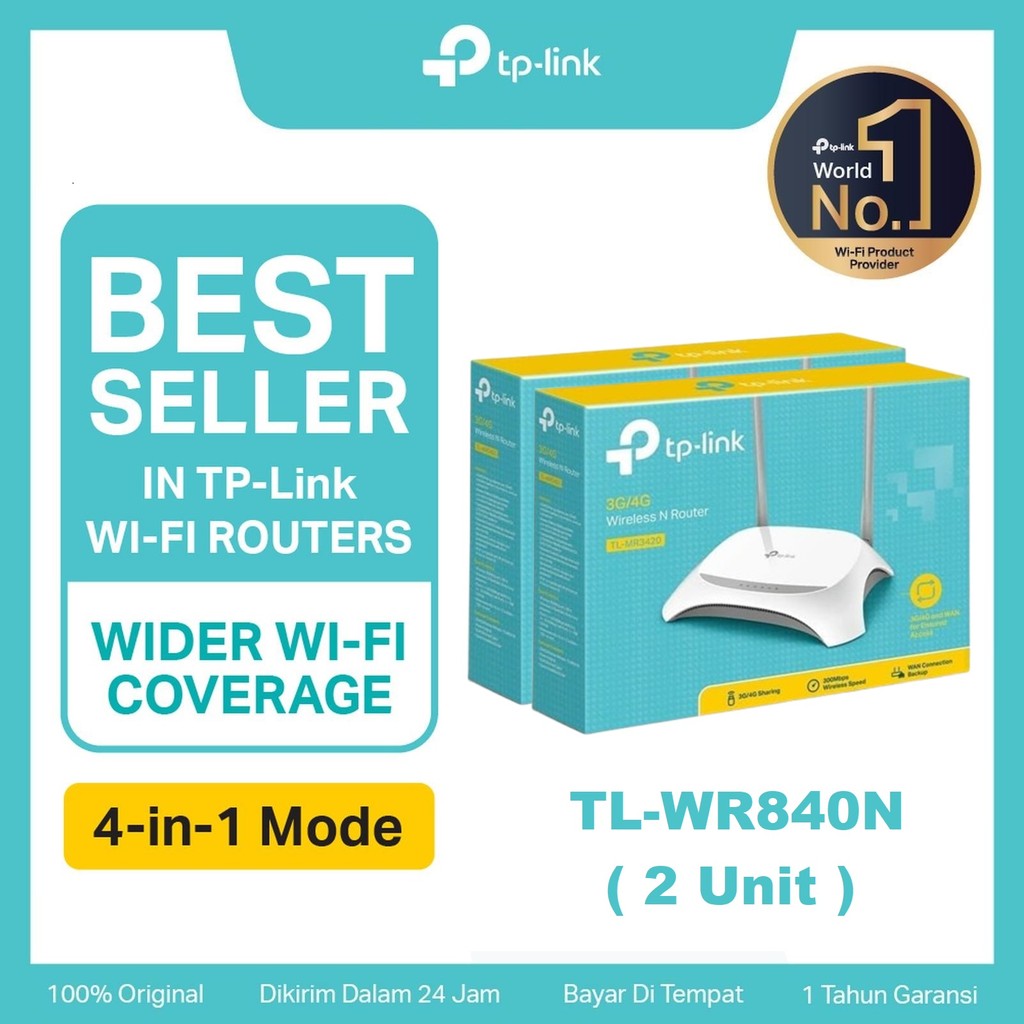 Jual TPLink TL-WR840N ( 2 PCS ) Router Wireless WiFi 300Mbps 2 Antena ...