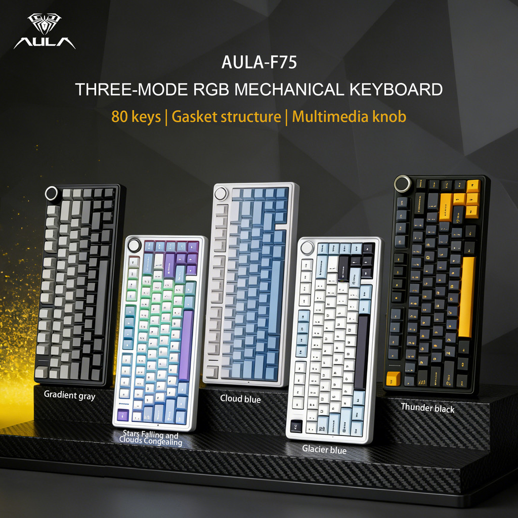 Jual AULA F75 Three-mode Gaming Meanical Keyboard, with RGB lighting ...