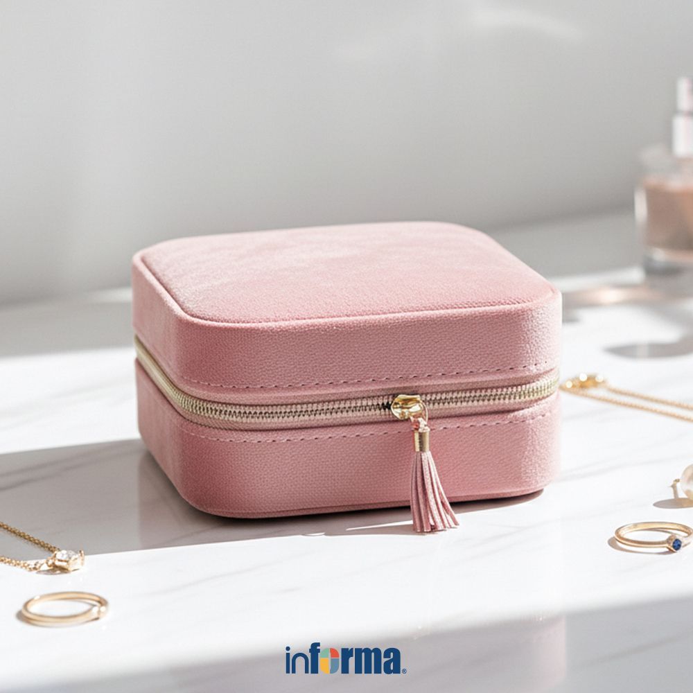 Jual Informa Emily Kotak Perhiasan Square 10x10x5.5 cm - Pink Jewelry ...
