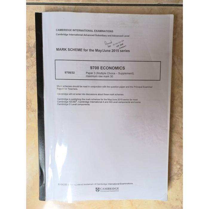 Jual Cambridge IGCSE Economics Mark Scheme A Level Paper 3 Past Paper ...